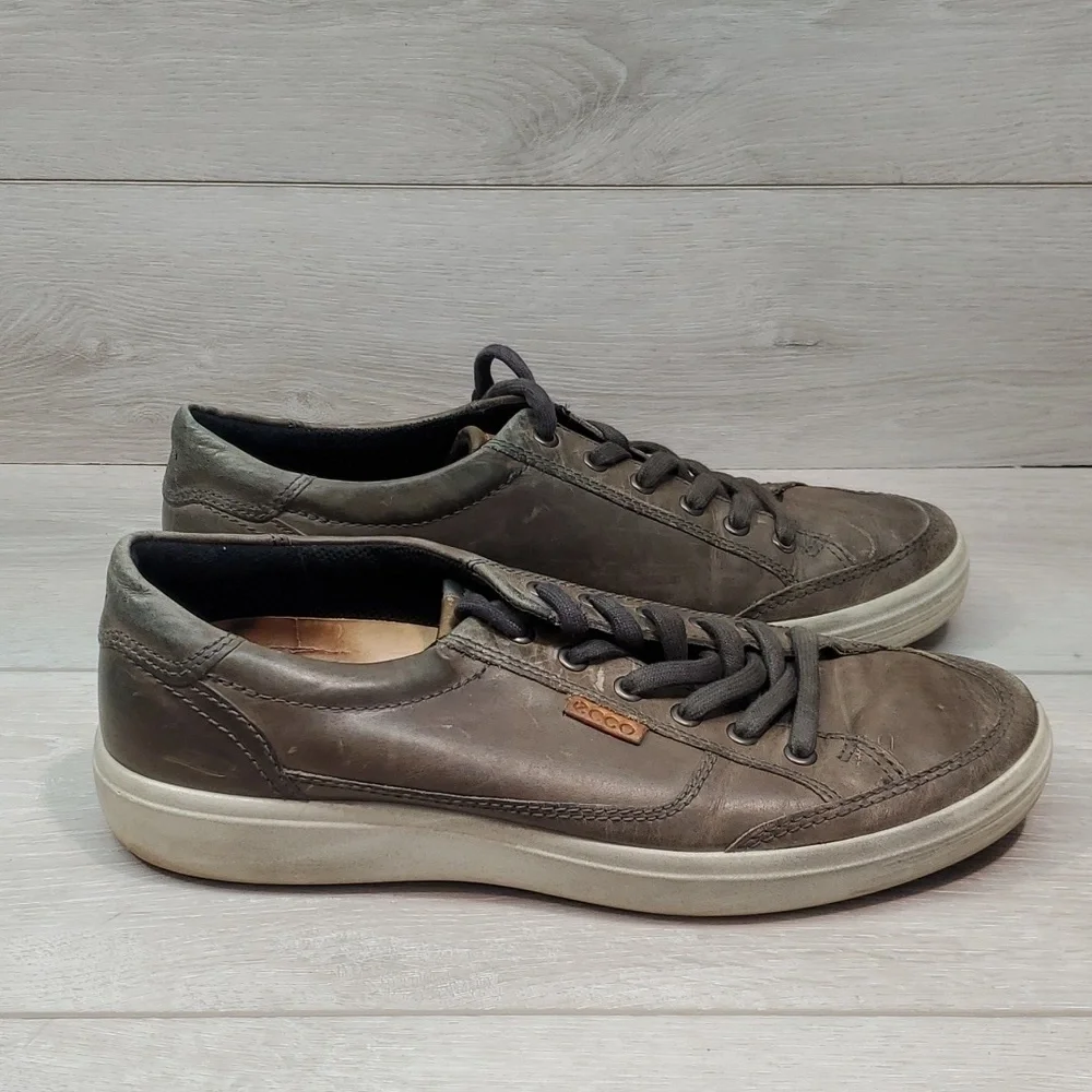 Ecco Mens Leather Comfort Slip on Lace Up Shoes sneakers sz 43/9